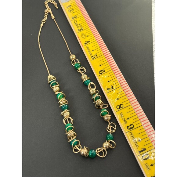 Sophisticated Classy Malachite and Gold Necklace Lobster Claw Closure 9" - Picture 6 of 6